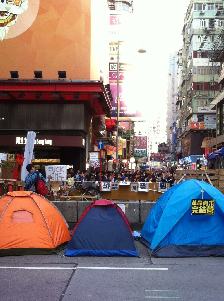 Protestos nas ruas de Hong Kong.