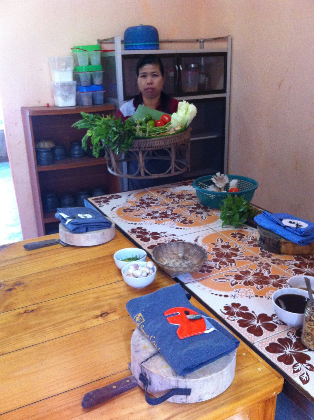 Bancada de preparação dos ingredientes.