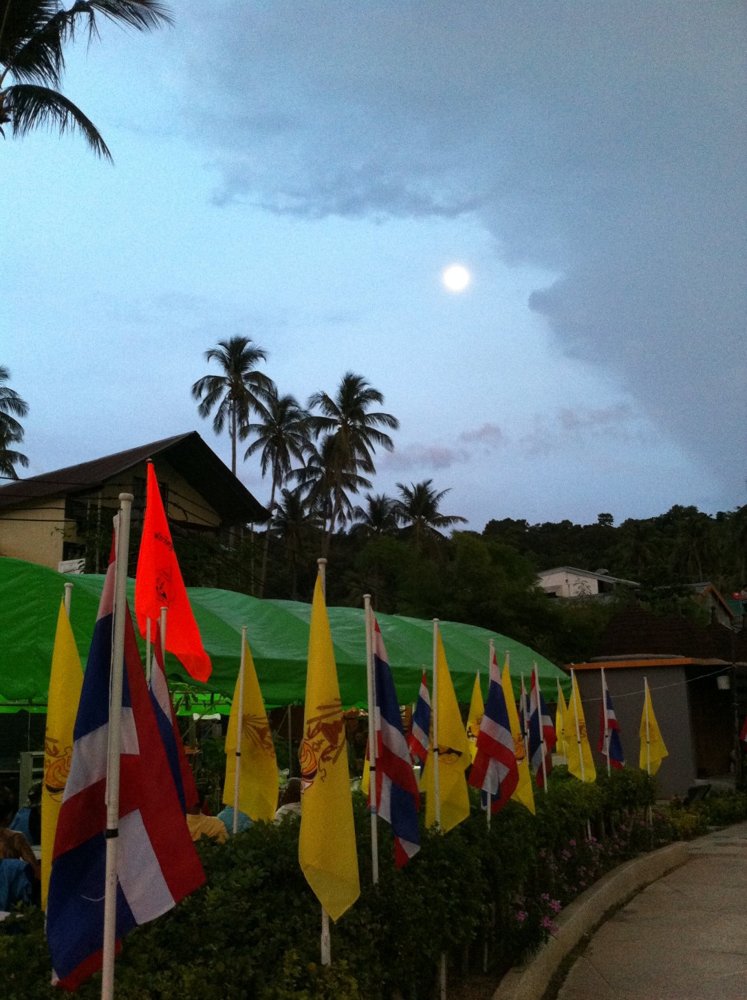 Lua cheia e bandeiras amarelas para fechar com chave de ouro a passagem em Phi Phi Island.